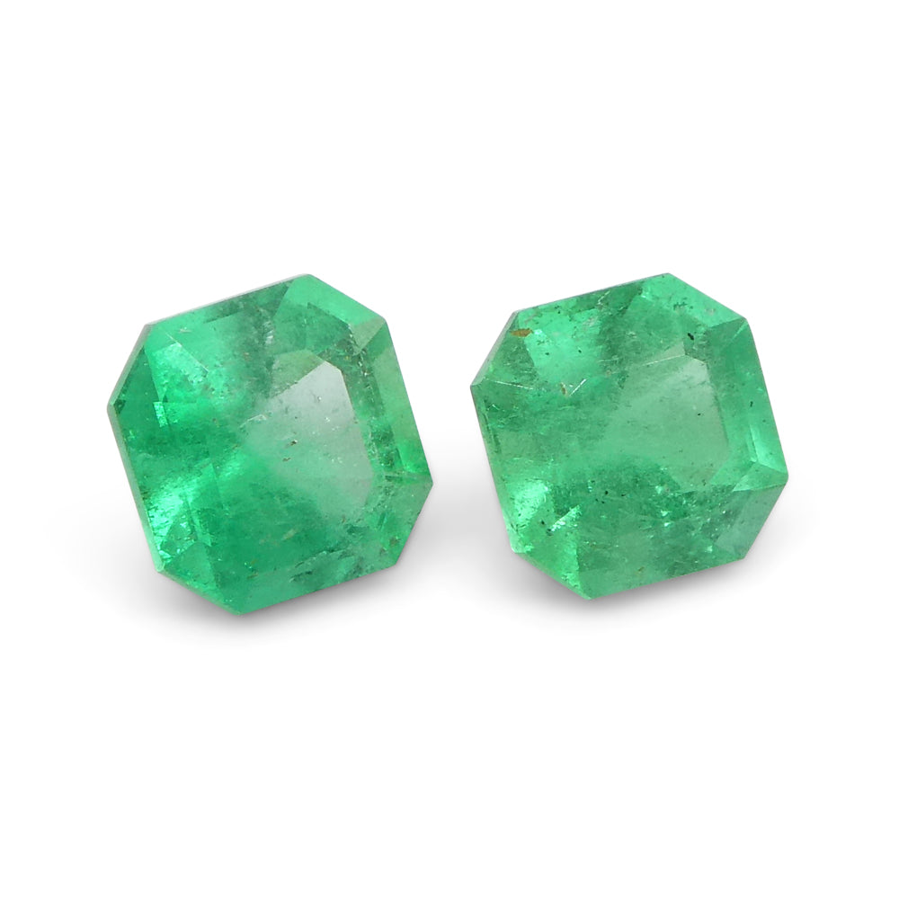 0.69ct Colombian Green Emerald Pair, Square Step Cut Gemstone from SkyJems Rare Gem Collection