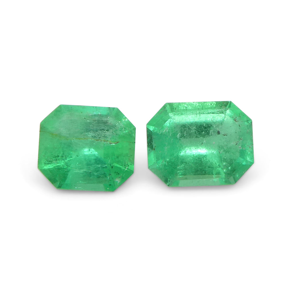 0.79ct Pair Emerald Cut Green Emerald from Colombia - Skyjems Wholesale Gemstones