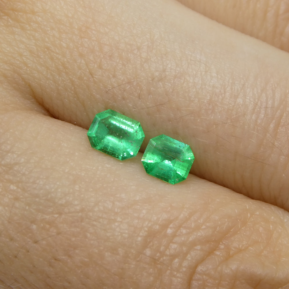 0.79ct Pair Emerald Cut Green Emerald from Colombia - Skyjems Wholesale Gemstones