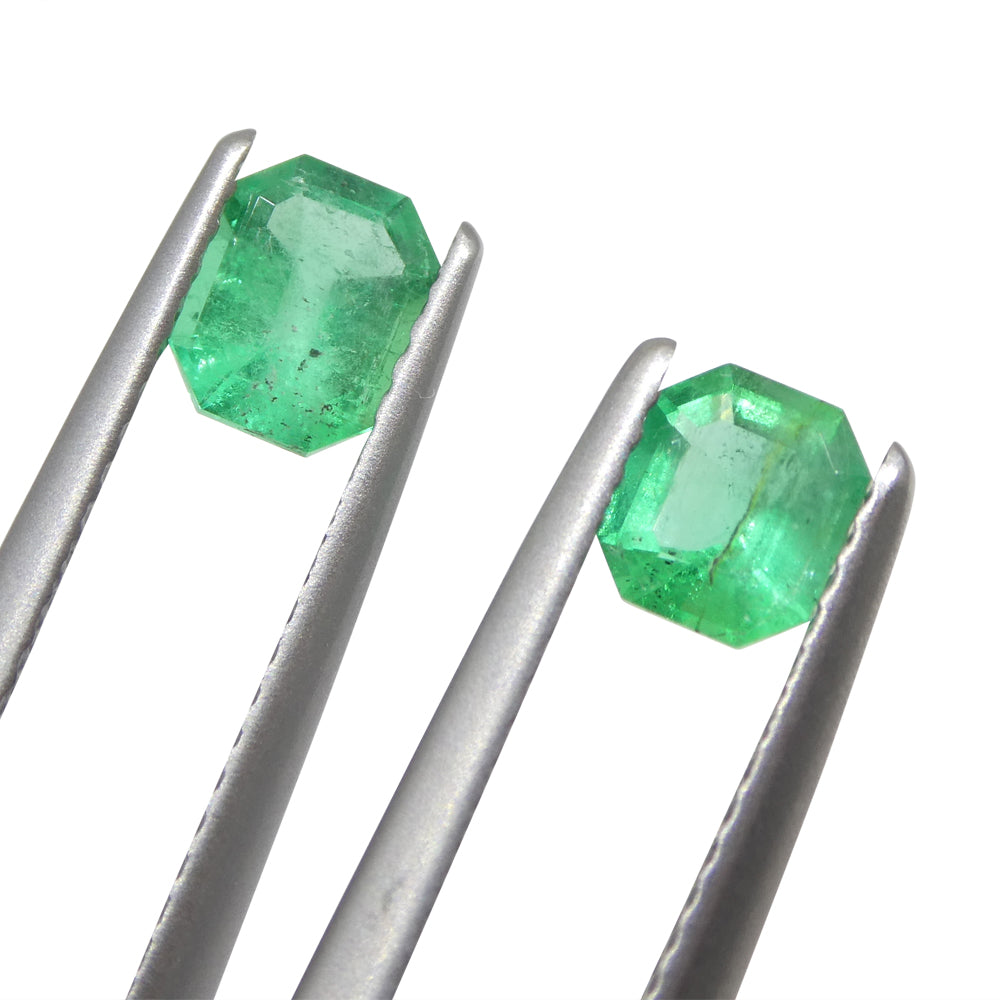 0.79ct Pair Emerald Cut Green Emerald from Colombia - Skyjems Wholesale Gemstones