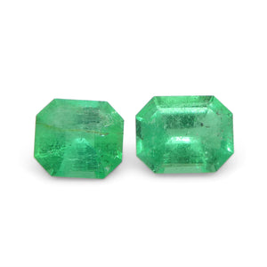 0.79ct Pair Emerald Cut Green Emerald from Colombia - Skyjems Wholesale Gemstones