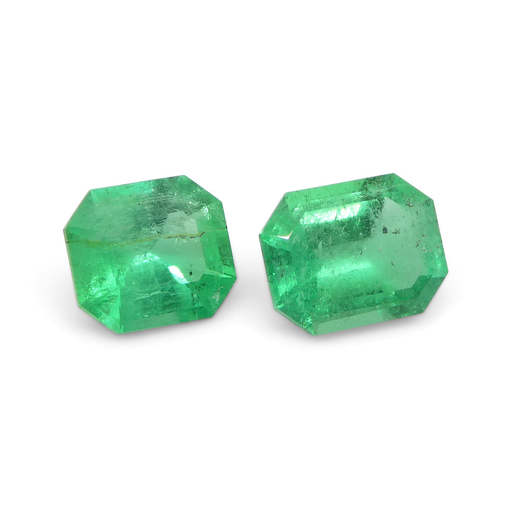 0.79ct Pair Emerald Cut Green Emerald from Colombia - Skyjems Wholesale Gemstones