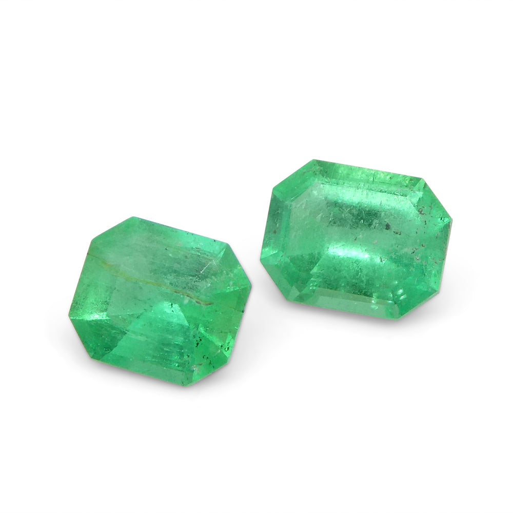 0.79ct Pair Emerald Cut Green Emerald from Colombia - Skyjems Wholesale Gemstones