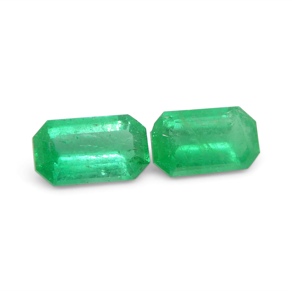 1.29ct Pair Emerald Cut Green Emerald from Colombia - Skyjems Wholesale Gemstones