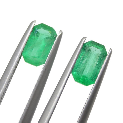 1.29ct Pair Emerald Cut Green Emerald from Colombia