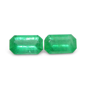 1.29ct Pair Emerald Cut Green Emerald from Colombia - Skyjems Wholesale Gemstones