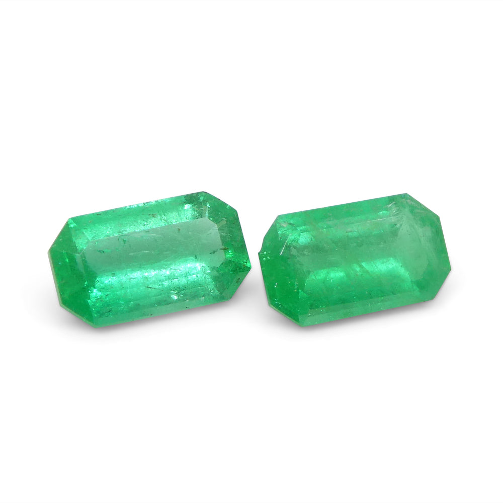 1.29ct Pair Emerald Cut Green Emerald from Colombia - Skyjems Wholesale Gemstones