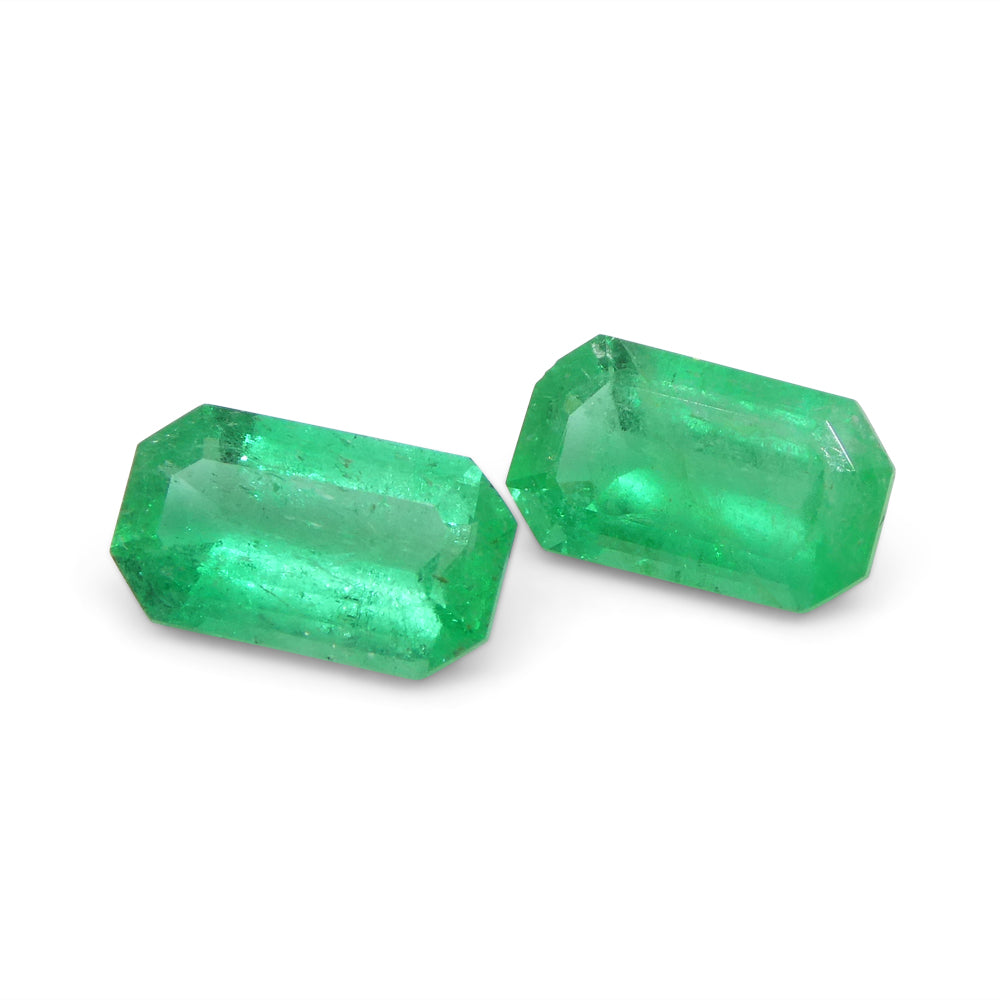 1.29ct Pair Emerald Cut Green Emerald from Colombia - Skyjems Wholesale Gemstones