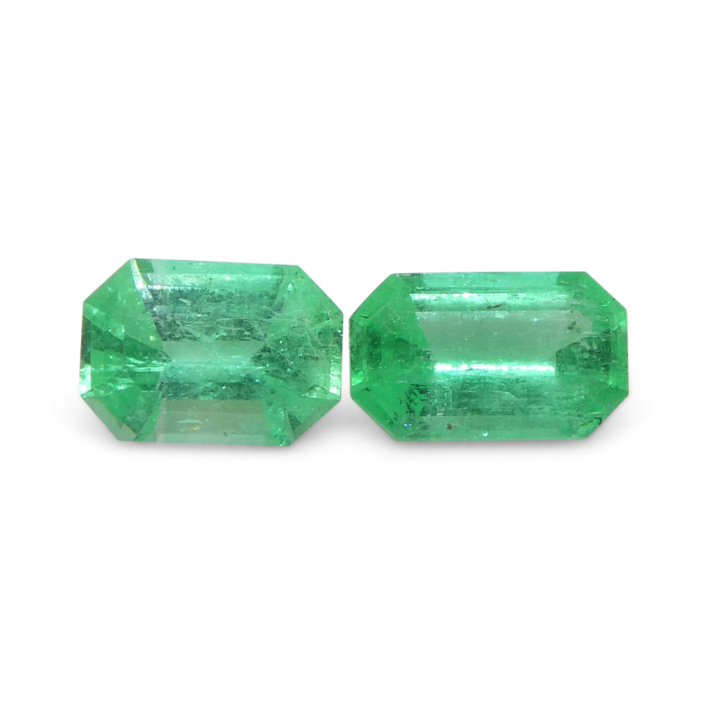 0.73ct Pair Emerald Cut Green Emerald from Colombia - Skyjems Wholesale Gemstones