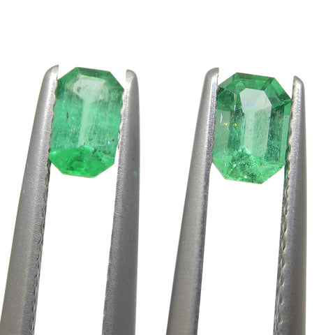 0.73ct Pair Emerald Cut Green Emerald from Colombia