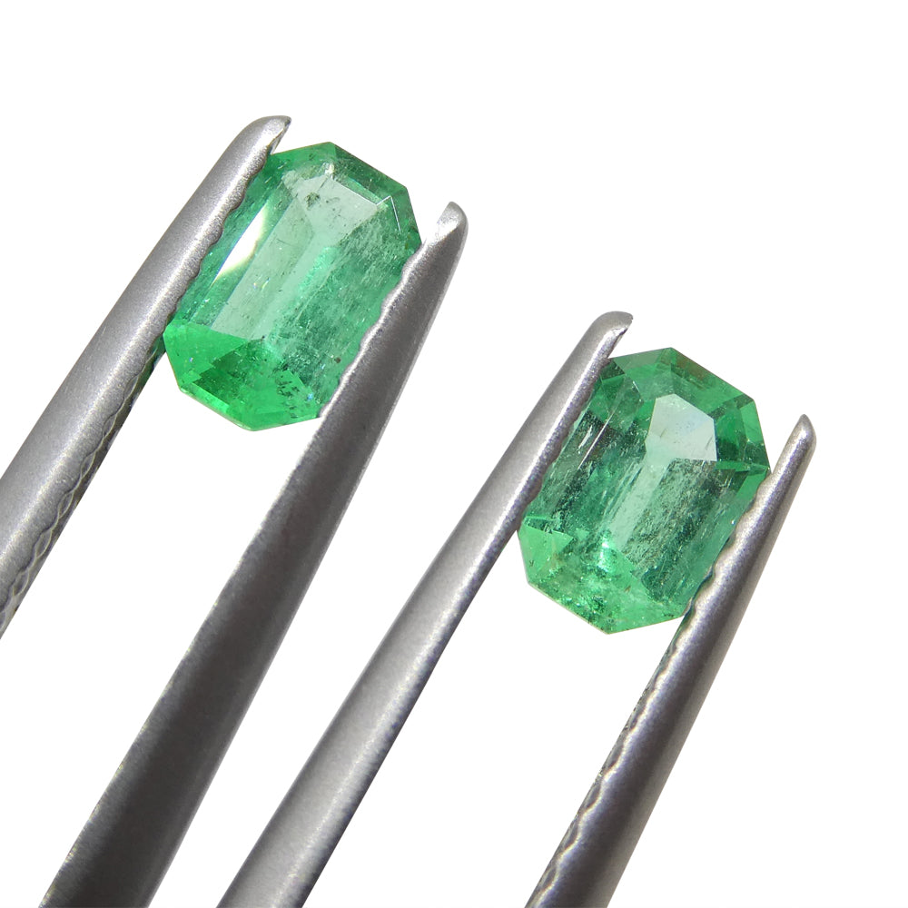 0.73ct Pair Emerald Cut Green Emerald from Colombia - Skyjems Wholesale Gemstones