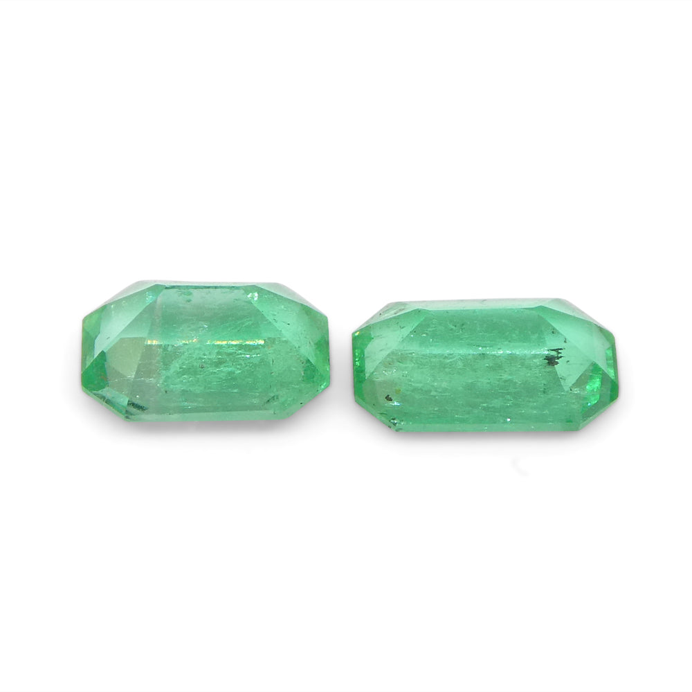 0.73ct Pair Emerald Cut Green Emerald from Colombia - Skyjems Wholesale Gemstones