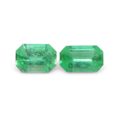 0.73ct Pair Emerald Cut Green Emerald from Colombia - Skyjems Wholesale Gemstones