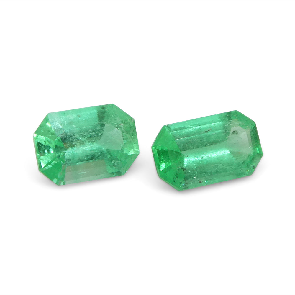 0.73ct Pair Emerald Cut Green Emerald from Colombia - Skyjems Wholesale Gemstones