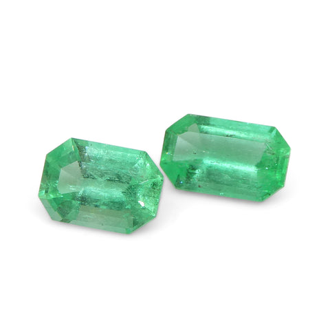 0.73ct Pair Emerald Cut Green Emerald from Colombia