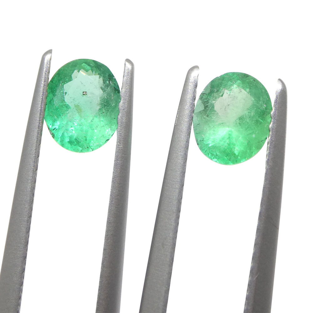 1.17ct Colombian Green Emerald Pair, Oval Cut Gemstones from SkyJems Fine Gem Collection