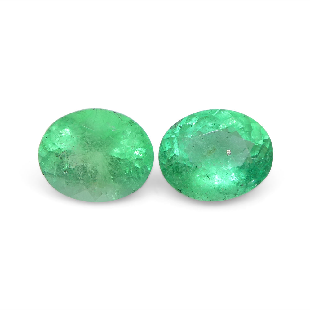 1.17ct Pair Oval Green Emerald from Colombia - Skyjems Wholesale Gemstones