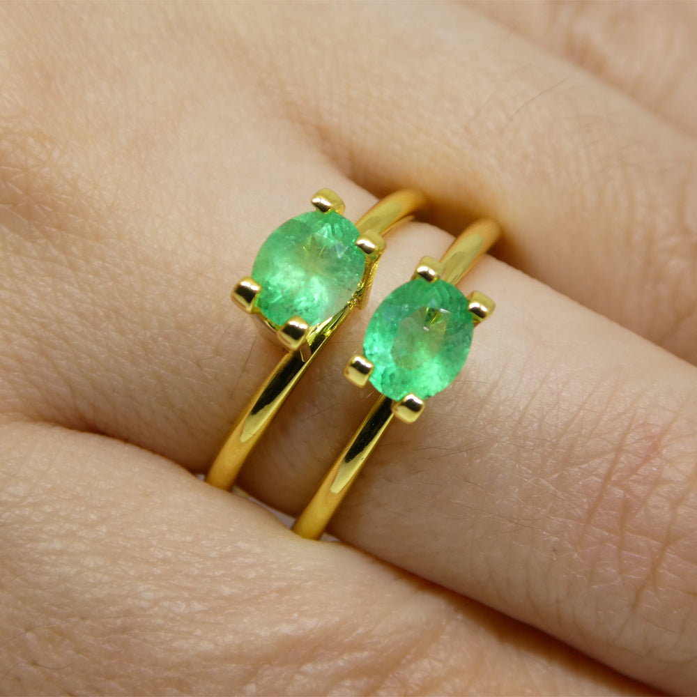 1.17ct Colombian Green Emerald Pair, Oval Cut Gemstones from SkyJems Premium Gem Collection