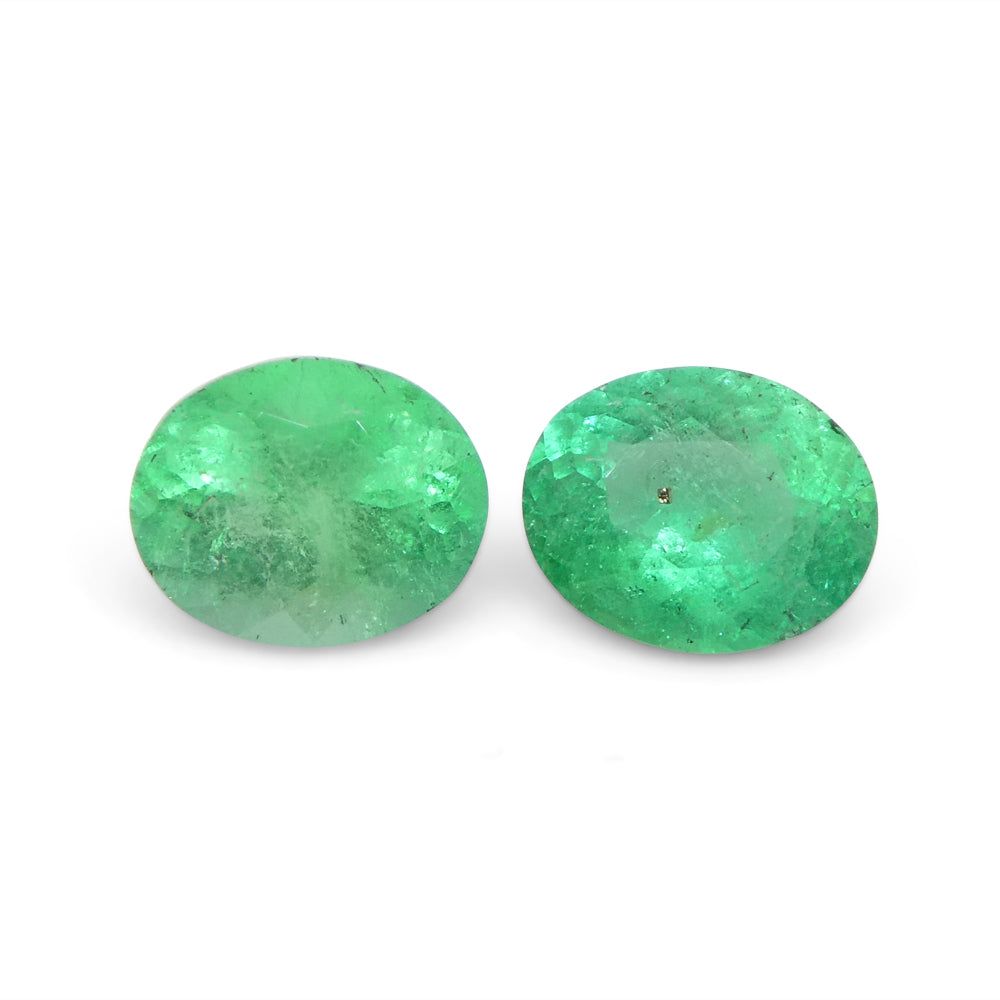 1.17ct Pair Oval Green Emerald from Colombia - Skyjems Wholesale Gemstones