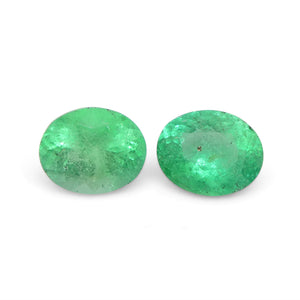1.17ct Pair Oval Green Emerald from Colombia - Skyjems Wholesale Gemstones