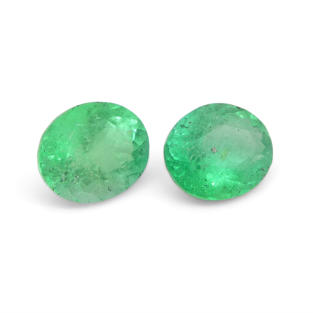 SkyJems Colombian Emerald Pair: 1.17ct Oval Green Gemstones from South American Beryl Collection