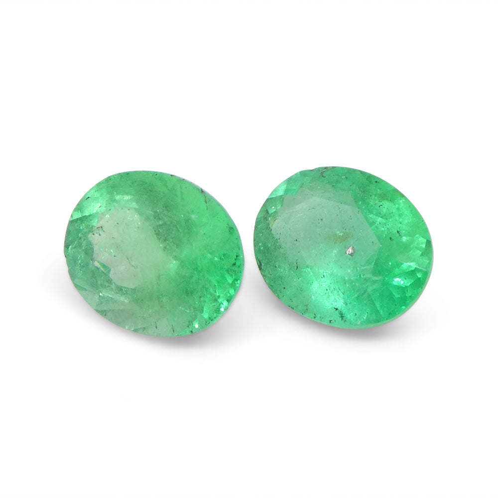 1.17ct Colombian Green Emerald Pair, Oval Cut Gemstones from SkyJems Premium Gem Collection
