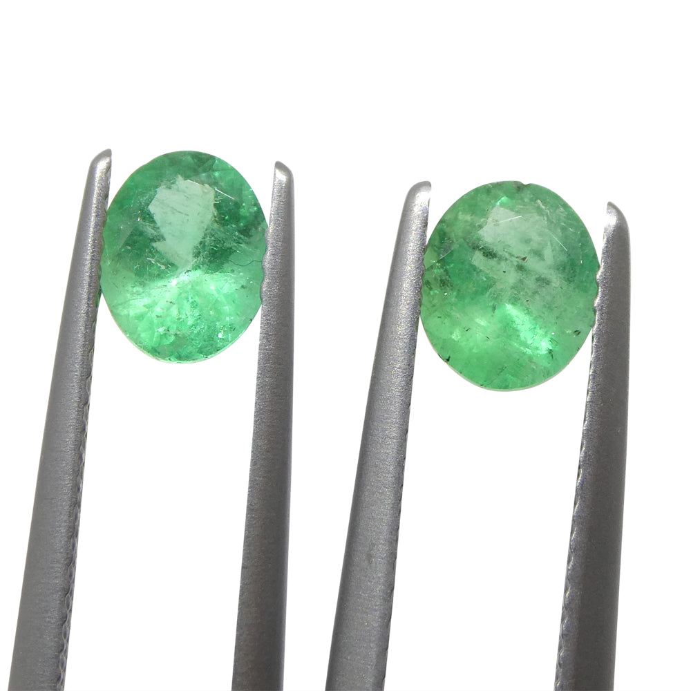 1.31ct Colombian Green Emerald Pair, Oval Cut Gemstones from SkyJems Premium Gem Collection