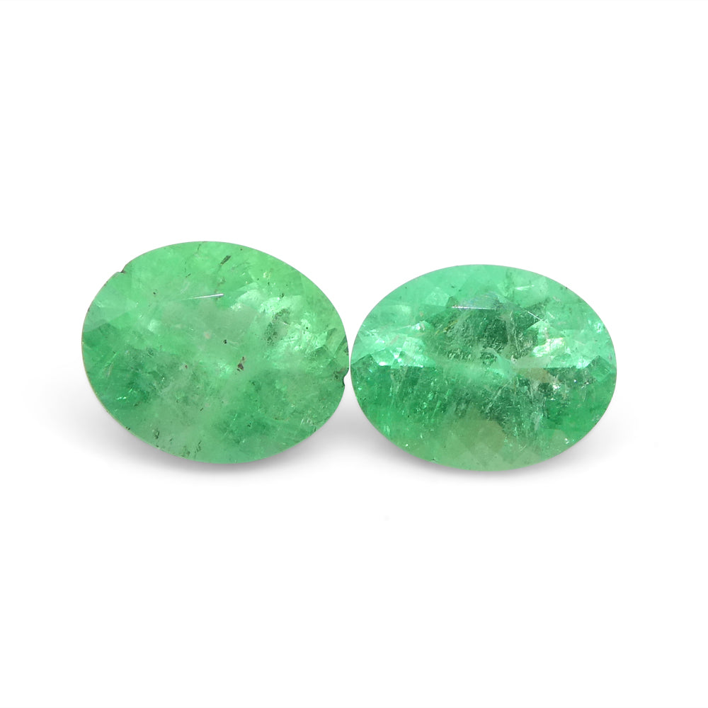 1.31ct Pair Oval Green Emerald from Colombia - Skyjems Wholesale Gemstones