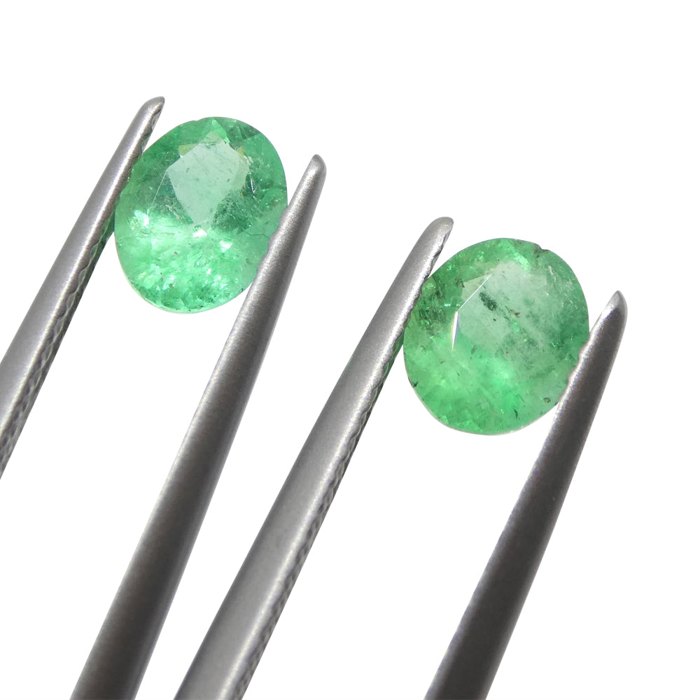 1.31ct Pair Oval Green Emerald from Colombia - Skyjems Wholesale Gemstones