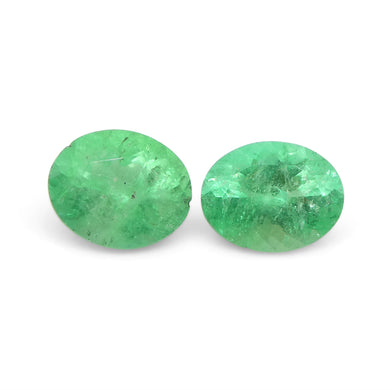 1.31ct Pair Oval Green Emerald from Colombia - Skyjems Wholesale Gemstones