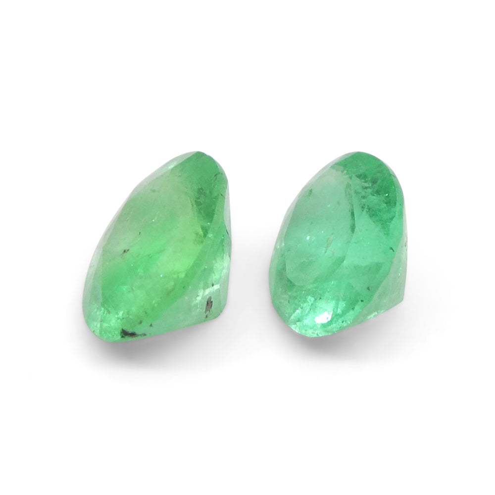 SkyJems Colombian Green Emerald Pair: 1.31ct Oval Gems, Vibrant Medium-Light Green Beryl from South American Source