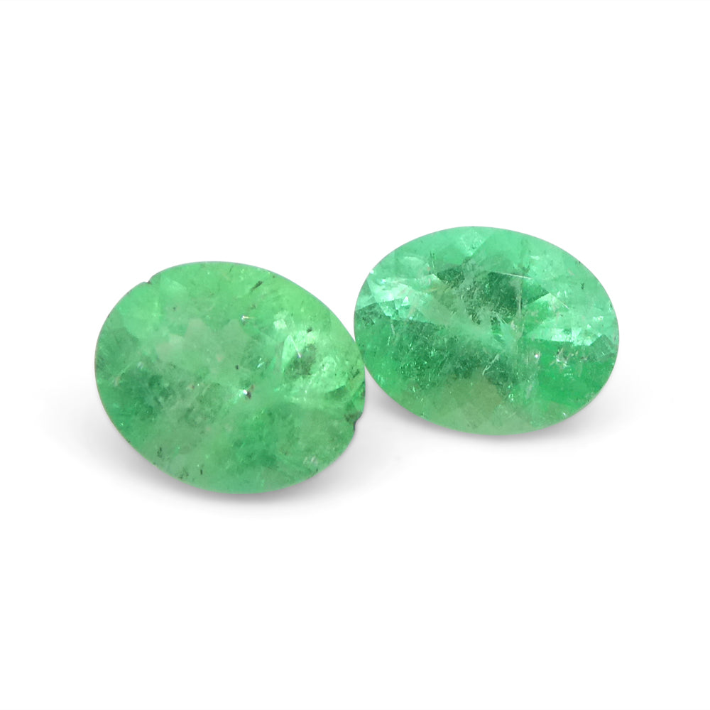 1.31ct Pair Oval Green Emerald from Colombia - Skyjems Wholesale Gemstones