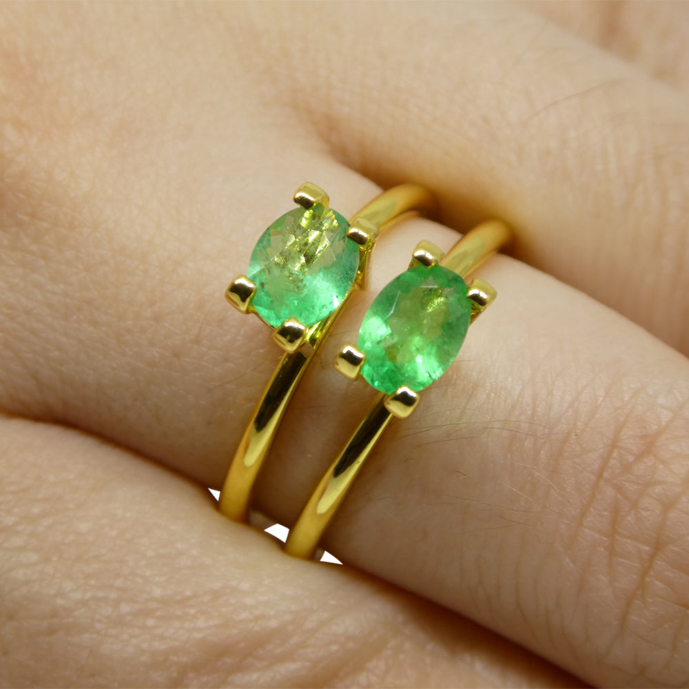 0.88ct Colombian Green Emerald Pair, Oval Cut Gemstones from SkyJems Premium Gem Collection