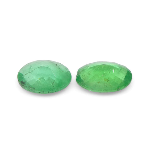 0.88ct Pair Oval Green Emerald from Colombia