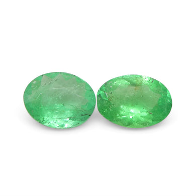 0.88ct Pair Oval Green Emerald from Colombia - Skyjems Wholesale Gemstones