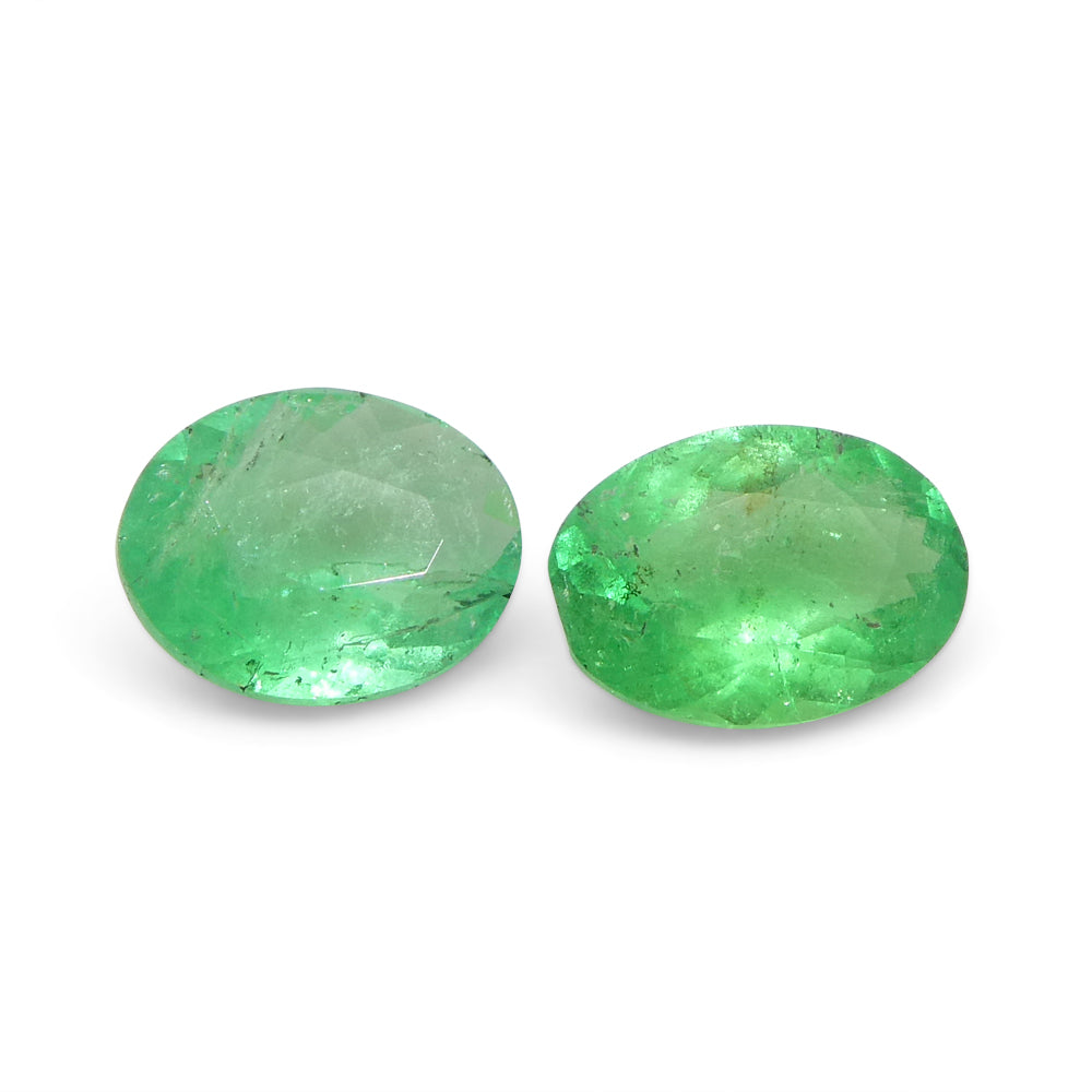 0.88ct Colombian Green Emerald Pair, Oval Cut Gemstones from SkyJems Premium Gem Collection