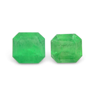 1.33ct Pair Square Green Emerald from Colombia - Skyjems Wholesale Gemstones