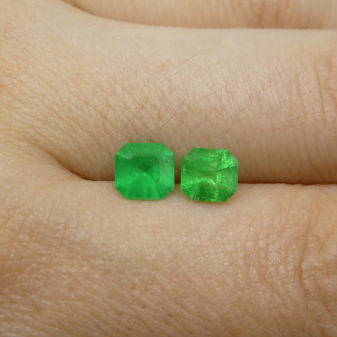 1.33ct Pair Square Green Emerald from Colombia