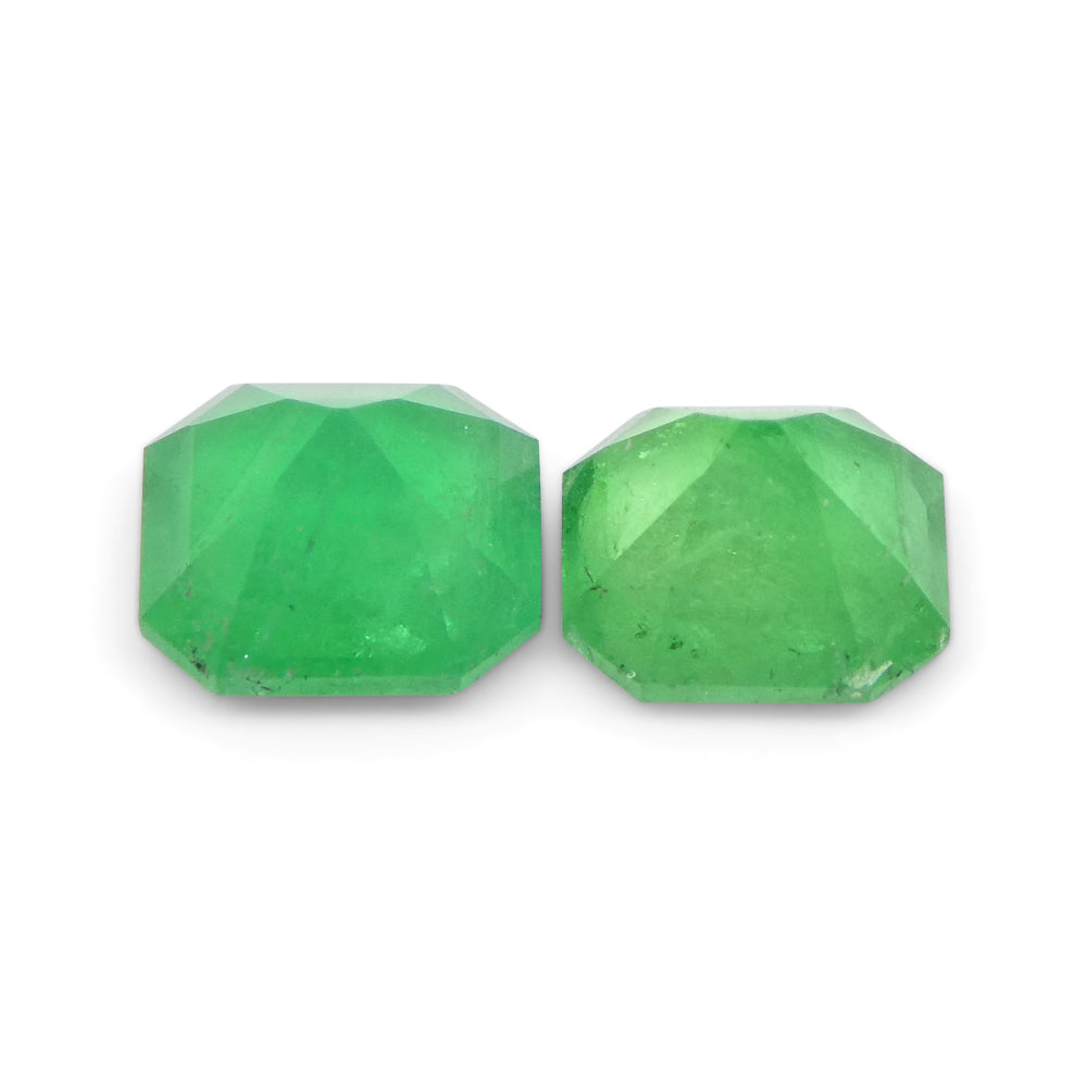 SkyJems Colombian Green Emerald Pair: 1.33ct Square Step-Cut Gemstones from South American Beryl Collection