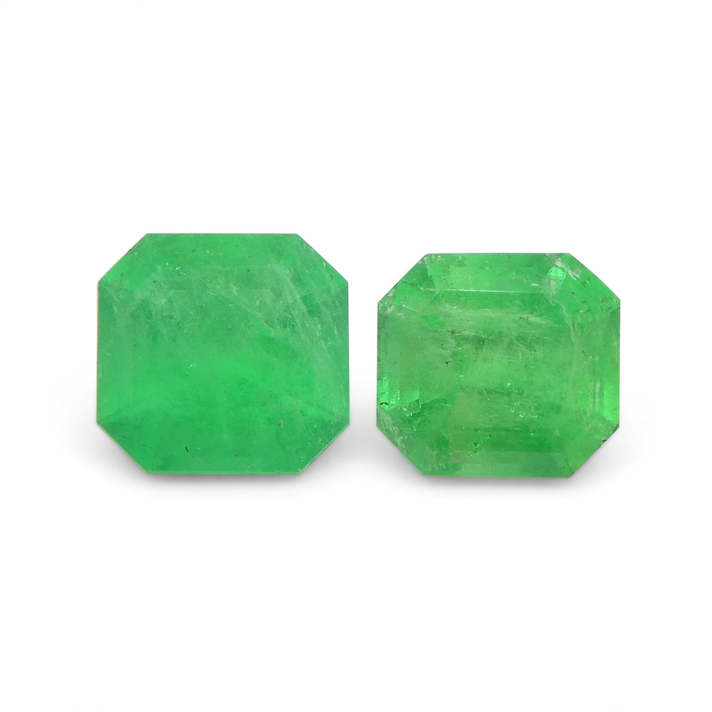 1.33ct Pair Square Green Emerald from Colombia - Skyjems Wholesale Gemstones