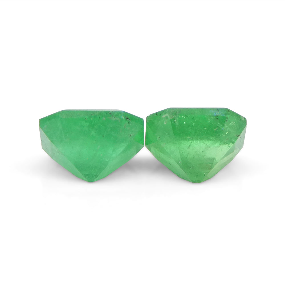 SkyJems Colombian Green Emerald Pair: 1.33ct Square Step-Cut Gemstones from South American Beryl Collection
