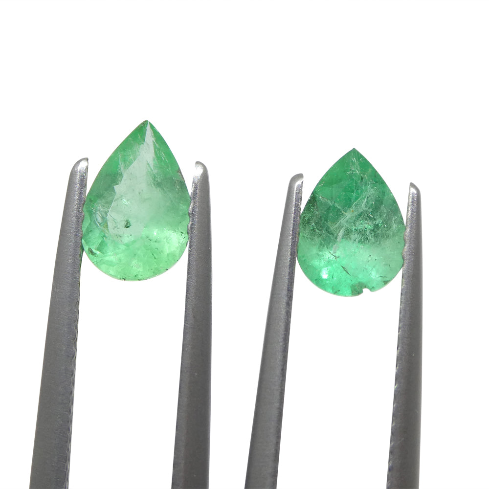 1.31ct Colombian Green Emerald Pair, Pear-Cut Gemstones from SkyJems Premium Gem Collection