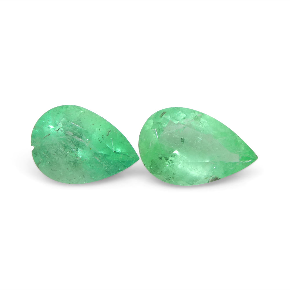 1.31ct Pair Pear Green Emerald from Colombia - Skyjems Wholesale Gemstones