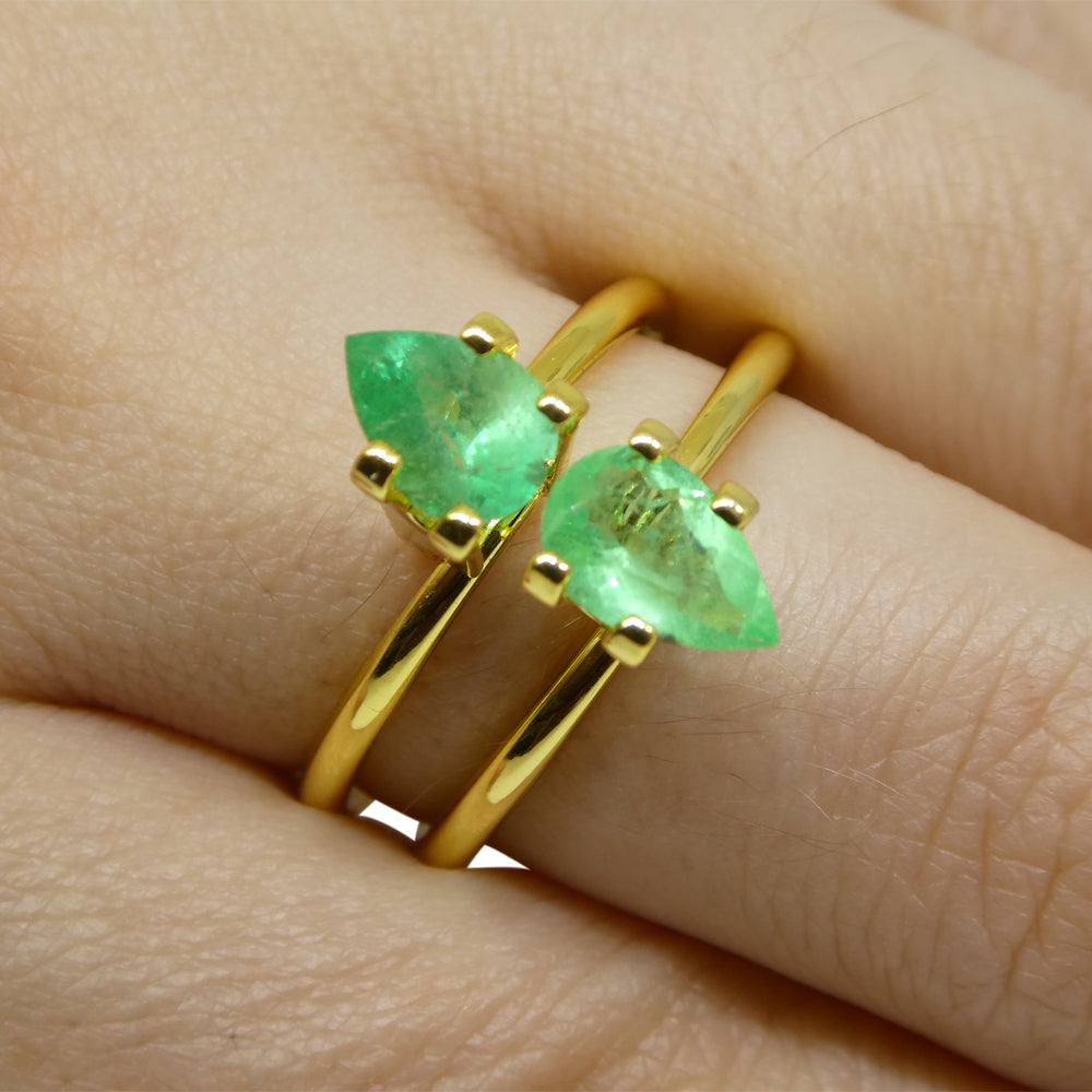 1.31ct Colombian Green Emerald Pair, Pear-Cut Gemstones from SkyJems Premium Gem Collection