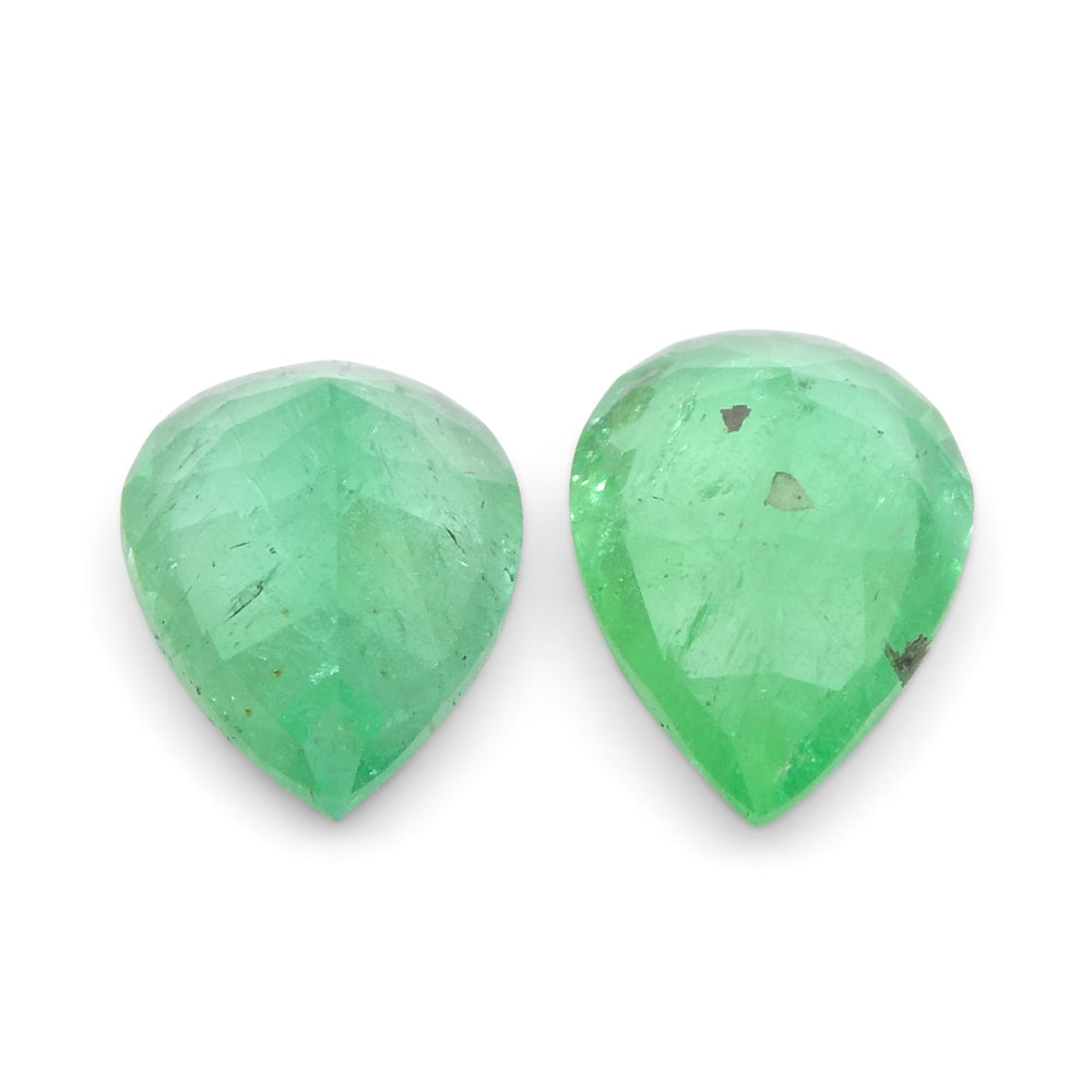 1.31ct Pair Pear Green Emerald from Colombia - Skyjems Wholesale Gemstones