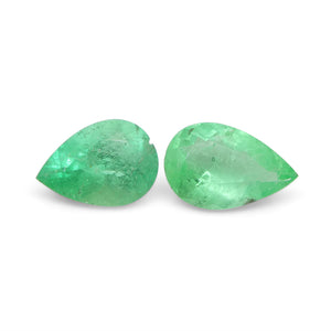 1.31ct Pair Pear Green Emerald from Colombia - Skyjems Wholesale Gemstones