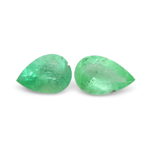 1.31ct Pair Pear Green Emerald from Colombia