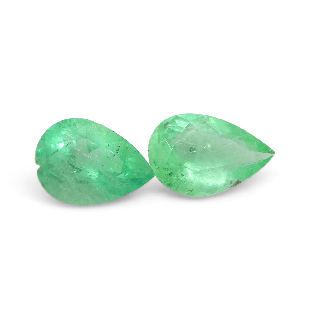 1.31ct Pair Pear Green Emerald from Colombia - Skyjems Wholesale Gemstones