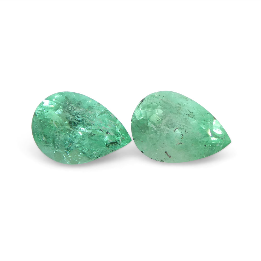 0.95ct Pair Pear Green Emerald from Colombia - Skyjems Wholesale Gemstones