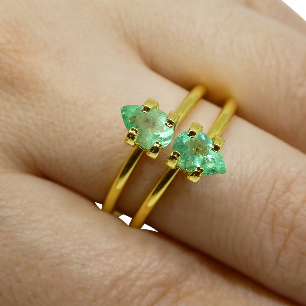 0.95ct Colombian Green Emerald Pair, Pear-Cut Gemstones from SkyJems Rare Gem Collection